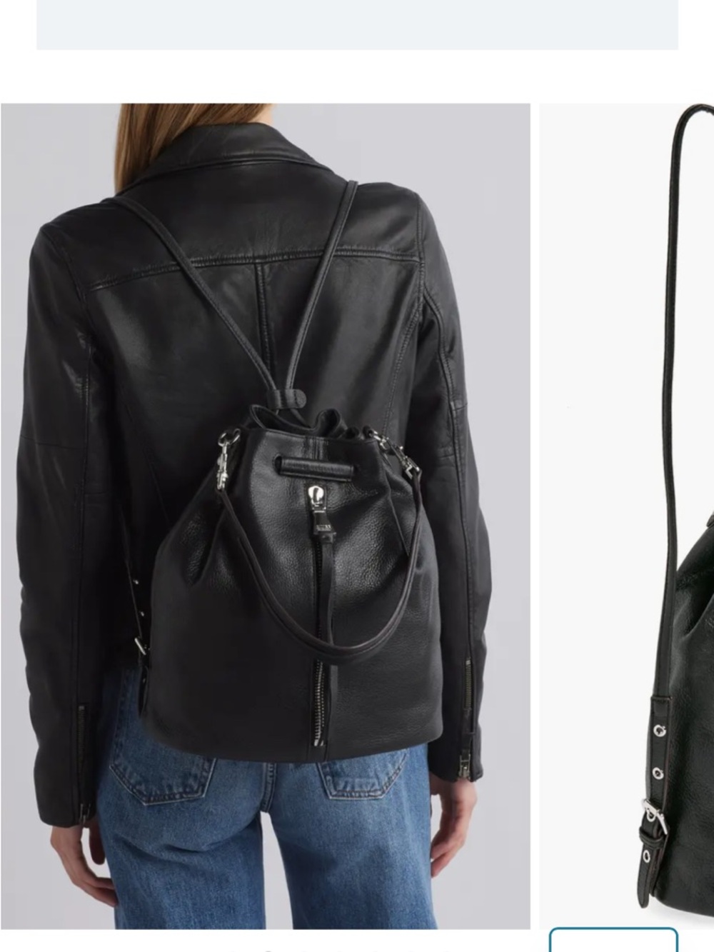 Aimee Kestenberg Black Leather Drawstring Backpack
